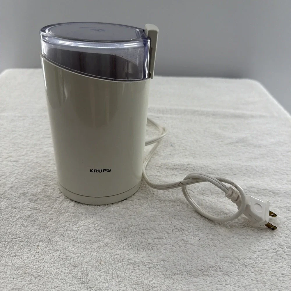 Krups 203 One Touch Coffee Bean Spice Mill Grinder White Tested
